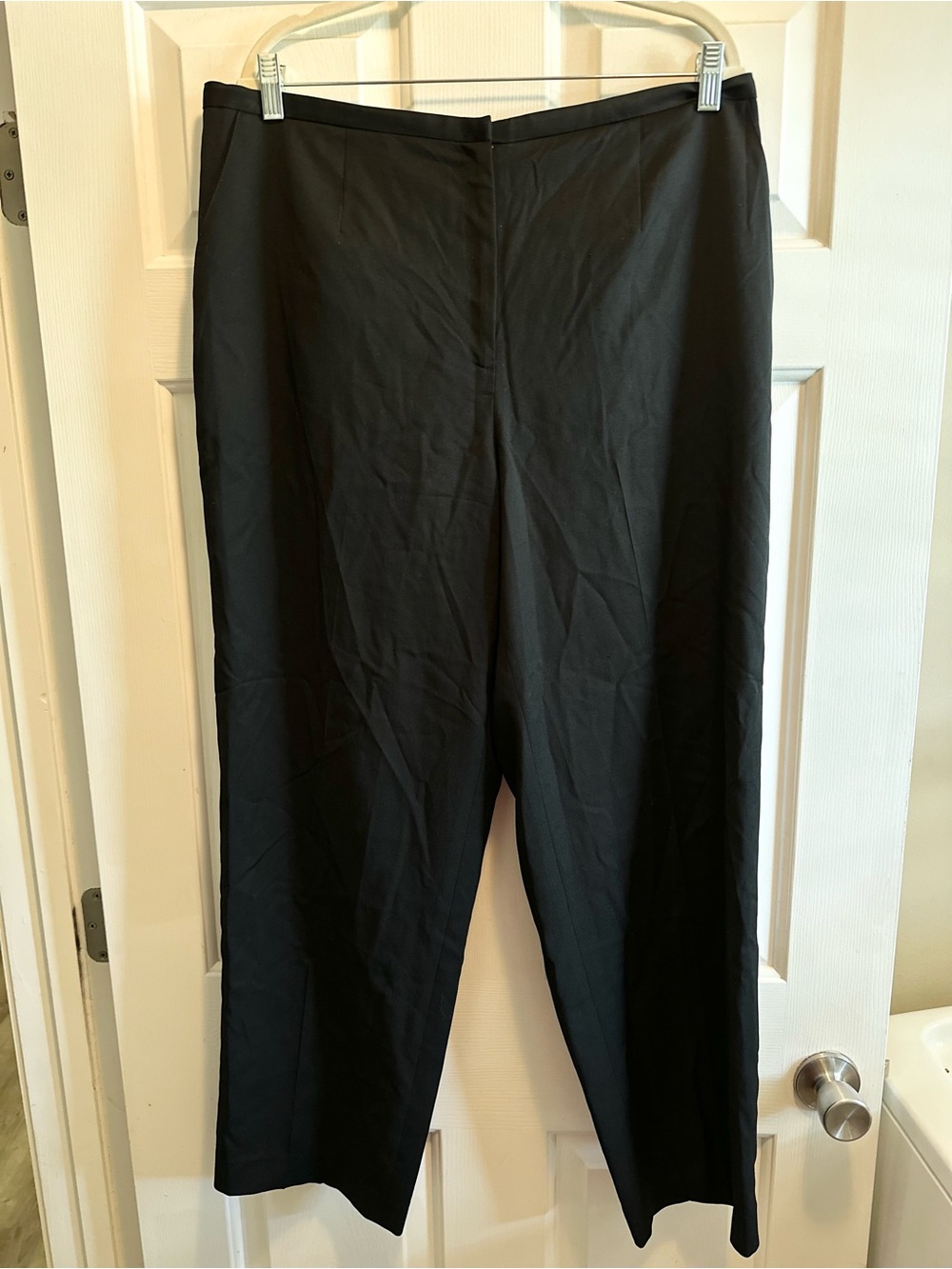 Eileen Fisher Black Wool Relaxed High Rise Stretch Office Pants 1X Minimalist
